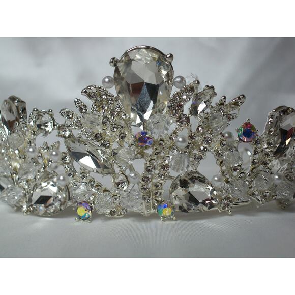 Rhinestone tiara crown Princess Tiara ,Floral Rhinestone Crown Bridal Headpiece - Picture 7 of 8